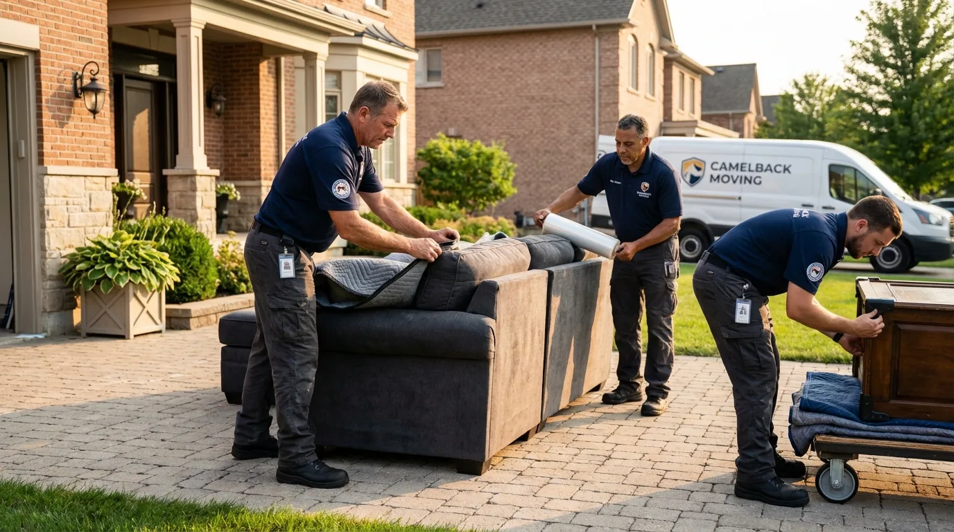 Large estate moving crew wrapping furniture in Reedsport, OR